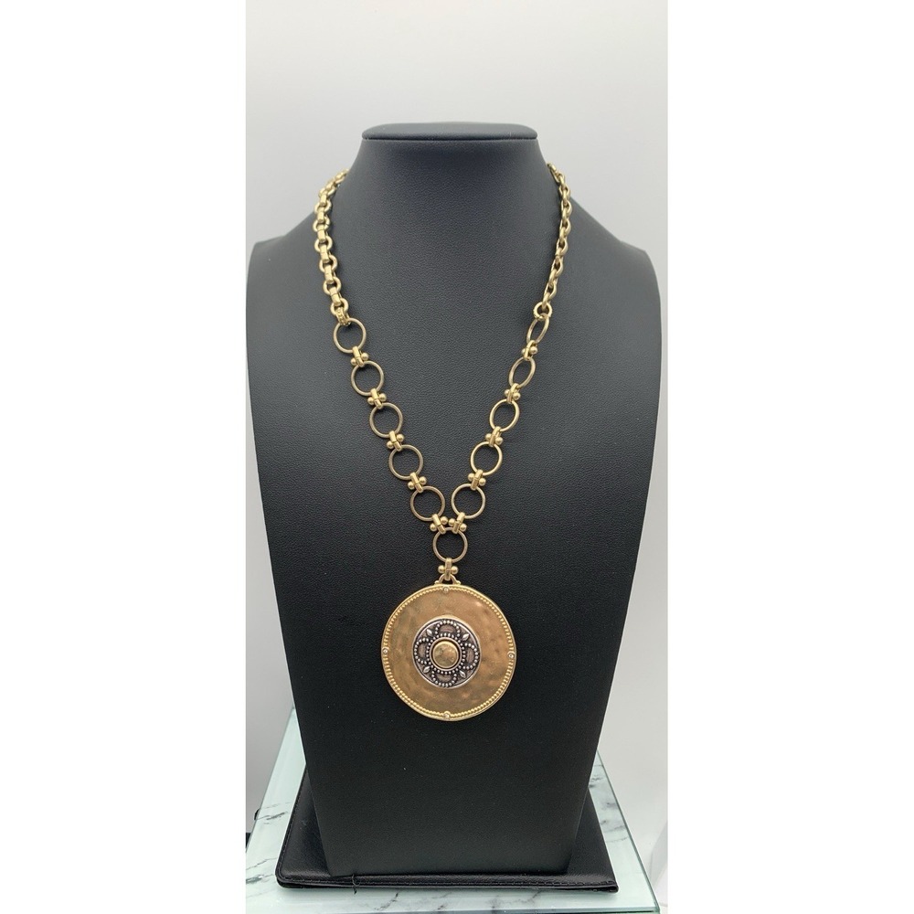 Chico's Gold Tone Statement Medallion Necklace - Picture 4 of 5